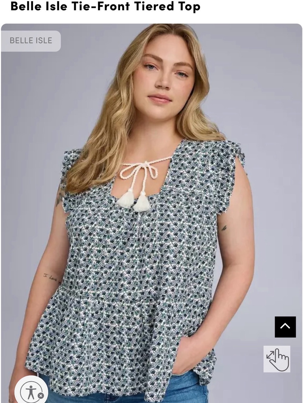 torrid Blue Floral Tie-Front Tiered Blouse